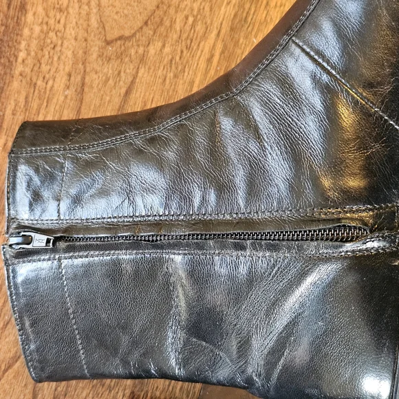 Florsheim Mens Boots Duke Genuine Leather Bike Toe With Zippers Black Color